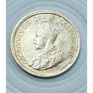 1919 Canada Silver (.925) 5 Cents - Canadian Coin Georgivs V Key Date